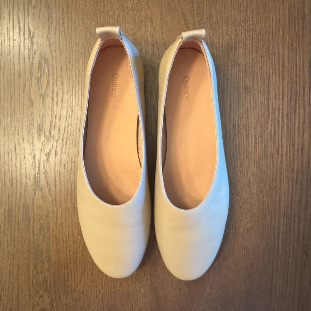 Quince Italian Leather Glove Ballet Flat, Size 7, Almond